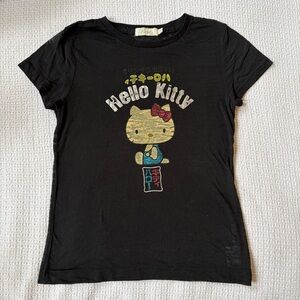 Hello Kitty Vintage Y2K Sanrio x Victoria Couture Black Cropped T-Shirt Medium